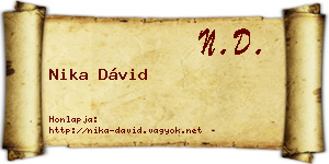 Nika Dávid névjegykártya